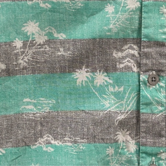 MOLOKAI Surf Gray Turquoise Palm Tree Short Sleeve Button Down Men Size XL - Picture 2 of 6